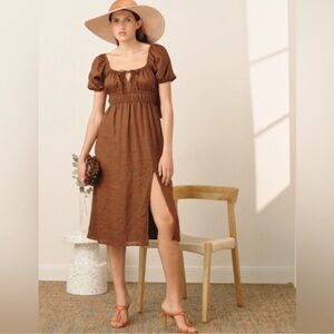 FAITHFUL THE BRAND Terina Puff Sleeve Midi Dress 
Size 6